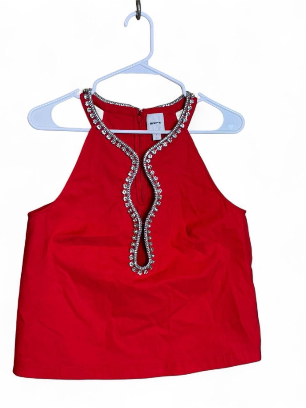 Maeve‎ Red Halter Camisole with Crystal Trim